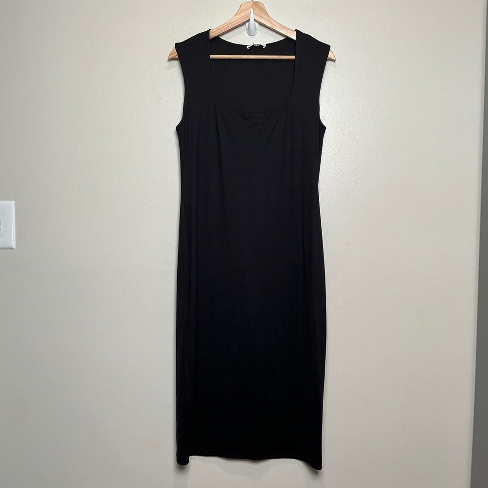 Bar III Women's Bodycon Midi Dress L Party‎ Cocktail Black Square Neck Lined NWT